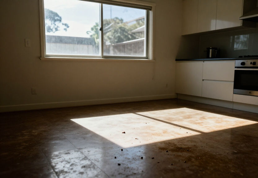 Rodent droppings and damage in a Moorebank garage before treatment