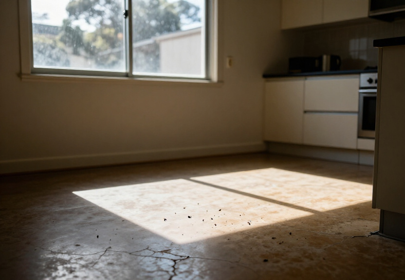 Cockroaches in a Moorebank kitchen before treatment